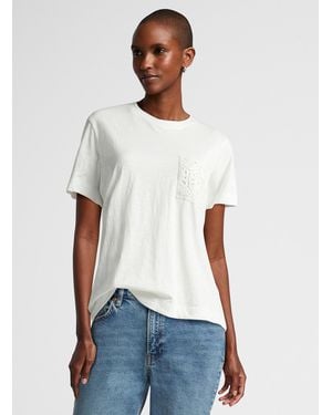 Contemporaine Crocheted Pocket Organic Cotton T - White