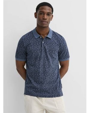 Marc O' Polo Abstract Flower Piqué Polo - Blue