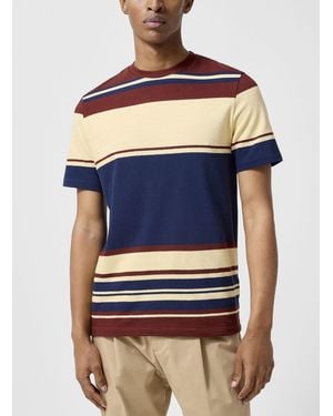 Paul Smith Mixed Stripes Textured Knit T - Blue
