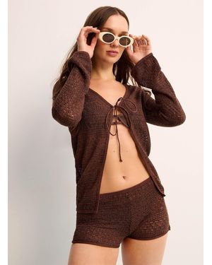 Simon's Fine Crochet Tie Top - Red