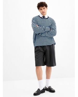 Le 31 Banker Stripe Bermudas Imported From Seoul - Blue