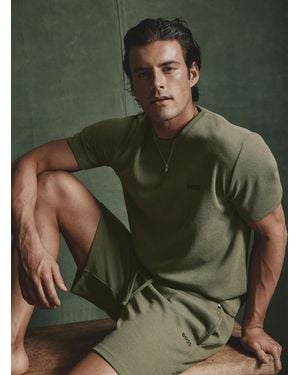 BOSS Solid Waffle Pyjama Short - Green