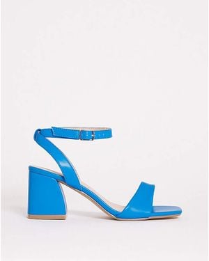 Simply Be Barely There Block Heel Sandals Ex Wide - Blue