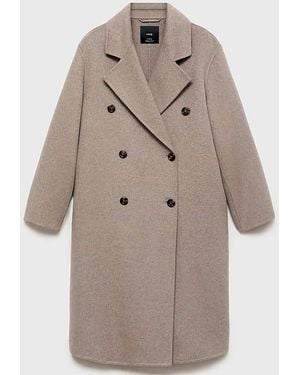 Mango Double Breasted Wool Coat - Natural