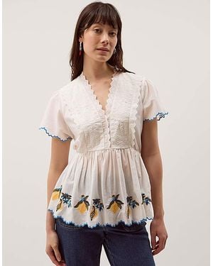 Monsoon Luna Lemon Jersey Top - Natural