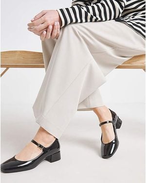 Simply Be Low Block Heel Mary Jane Extra Wide - White