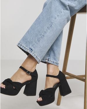 Simply Be Knot Detail Platform Sandal Ex Wide Fit - Blue