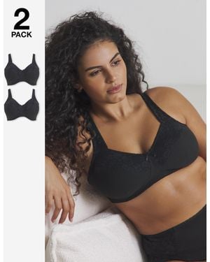 Pretty Secrets 2 Pack New Sarah Full Cup Non Wired Bras - Black