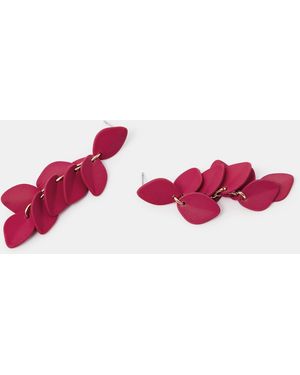 Accessorize Leaf Drop Earrings - Pink
