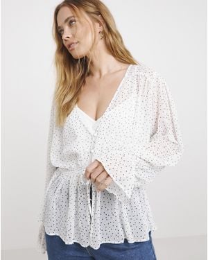 Simply Be Sheer Tie Front Blouse - White