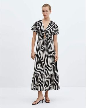 Mango Coloma Zebra Print Maxi Dress - White
