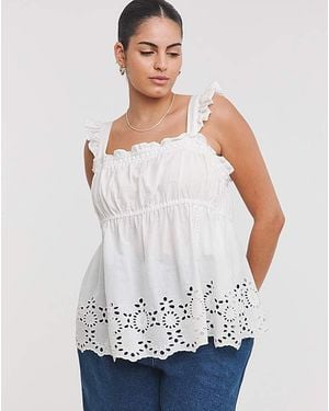 Simply Be Broderie Detail Cami - White