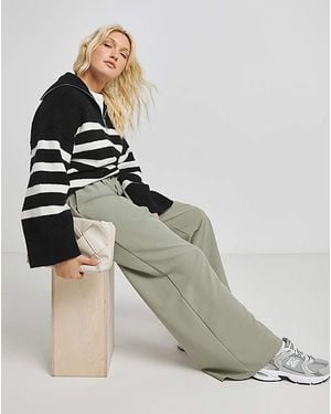 Simply Be Drawcord Waist Wide Leg Trousers - Metallic