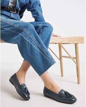 Heavenly Soles Leather Driving Moccasin Wide - Blue