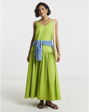 Simply Be Cotton Drop Waist Dress - Green