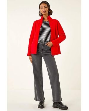 Roman Roman Reversible Fleece Zip Jacket - Red