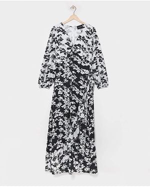 Lovedrobe Mono Floral Frill Dress - White