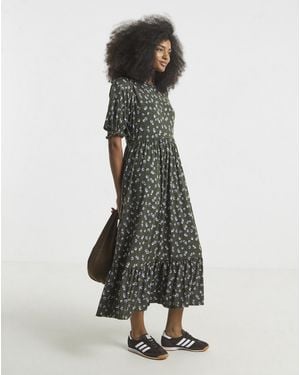 Simply Be Print Supersoft Tiered Midi Dress - Multicolour