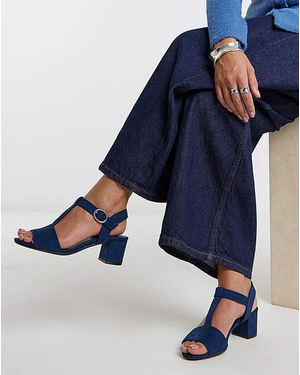 JD Williams T Bar Heeled Sandals Extra Wide - Blue