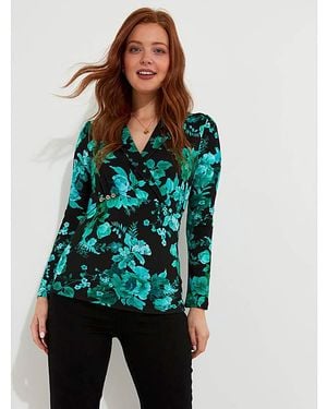 Joe Browns Hallie Jersey Print Wrap Top - Green