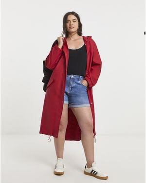 Simply Be Sbe Longline Rubberised Coat - Red