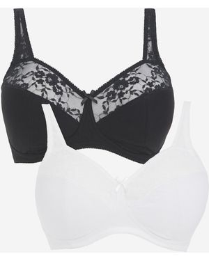 Pretty Secrets 2 Pack Lace Non Wired Full Cup Bras - White