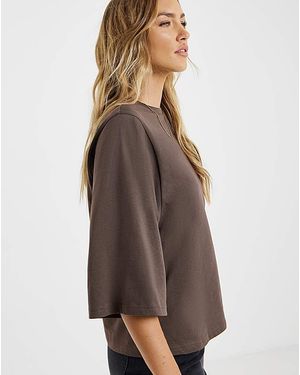 Simply Be Kimono Sleeve T-Shirt - Brown