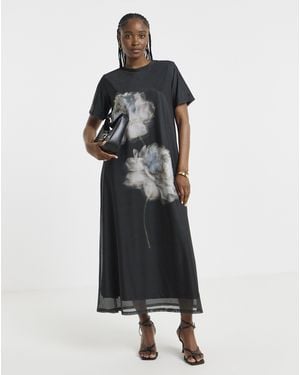 Flounce London Floral Midaxi Dress - White