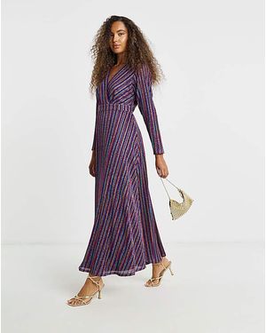 Flounce London Lurex Stripe Maxi Dress - Purple