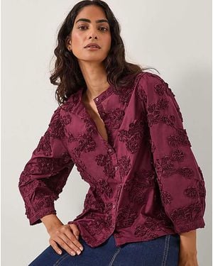 Monsoon Blair Floral Applique Blouse - Red