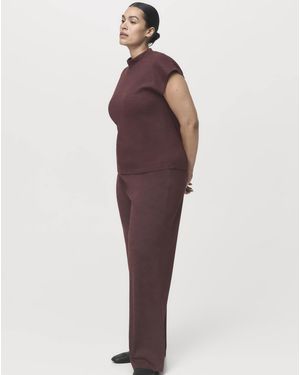 Mango Relaxed Flare Trousers - Purple