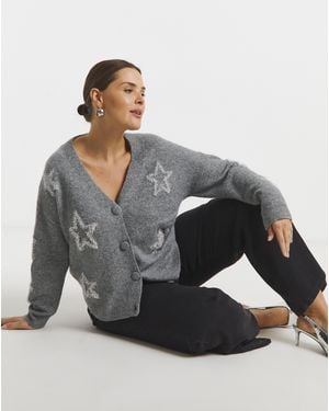 Simply Be Tinsel Star Cardigan - Grey