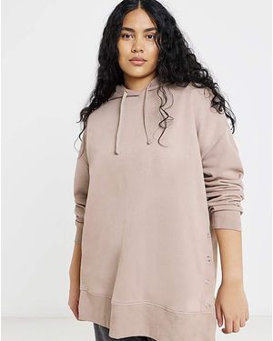 Simply Be Popper Side Longline Hoodie - Natural