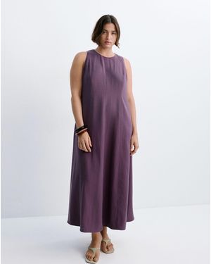 Mango A-Line Dress With Seam Detail - Purple