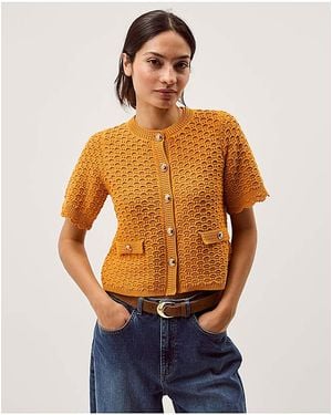 Monsoon Sarna Textured Knit Cardigan - Blue
