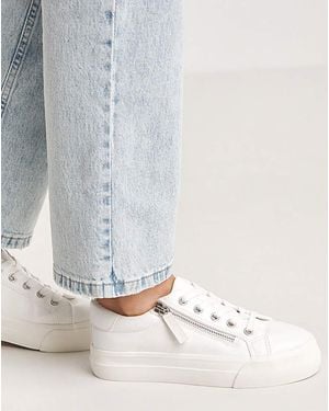 Simply Be Lace Up Zip Detail Chunky Trainer Wide - White