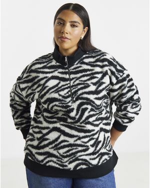 Simply Be Borg Zebra Printed Sweatshirt - Grey