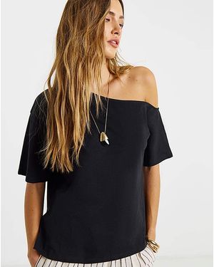 Simply Be Slub Off The Shoulder Top - Blue