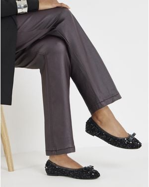 Simply Be Classic Ballerina Bow Shoe Wide - Grey