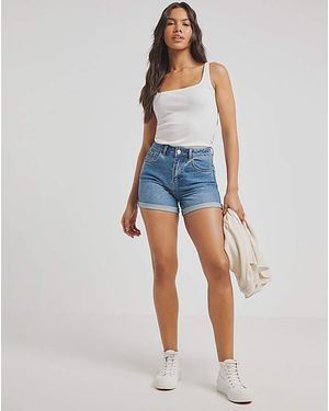 Simply Be Roll Hem Mom Short - Blue