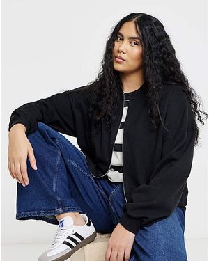 Simply Be Cut & Sew Zip Up Bomber Jacket - Blue