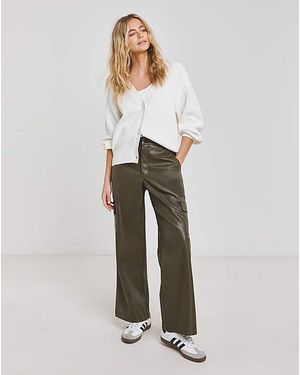 Simply Be Stretch Pu Cargo Wide Leg Trousers - White