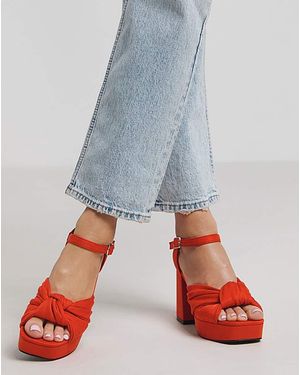 Simply Be Knot Detail Platform Sandal Ex Wide Fit - Blue