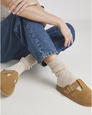 Simply Be Buckle Footbed Closed Toe Mule Wide Fit - Blue