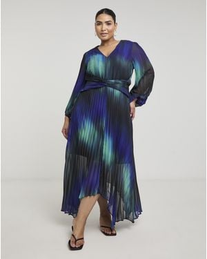 Joanna Hope Aysmmetric Pleated Dress - Blue
