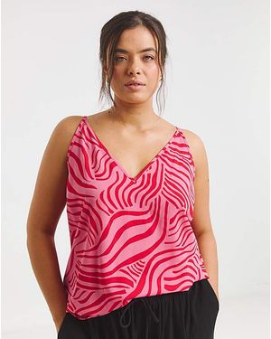 Simply Be Zebra V Neck Cami - Red