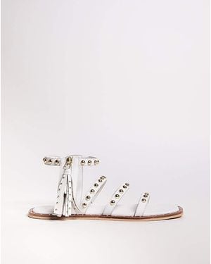 Joanna Hope Leather Tassle Detail Sandal Eee Fit - White