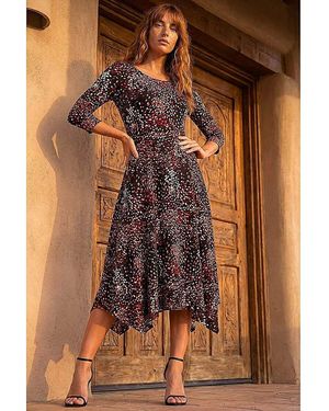 Roman Roman Speckled Hanky Hem Dress - Brown
