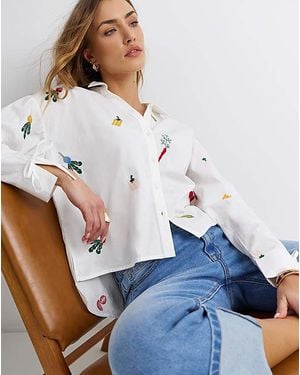 Simply Be Embroidered Fruit Shirt - White