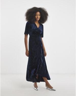 Flounce London Velvet Maxi Dress - Blue